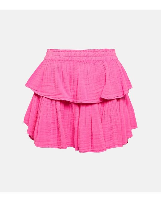 Loveshackfancy Ruffled cotton miniskirt