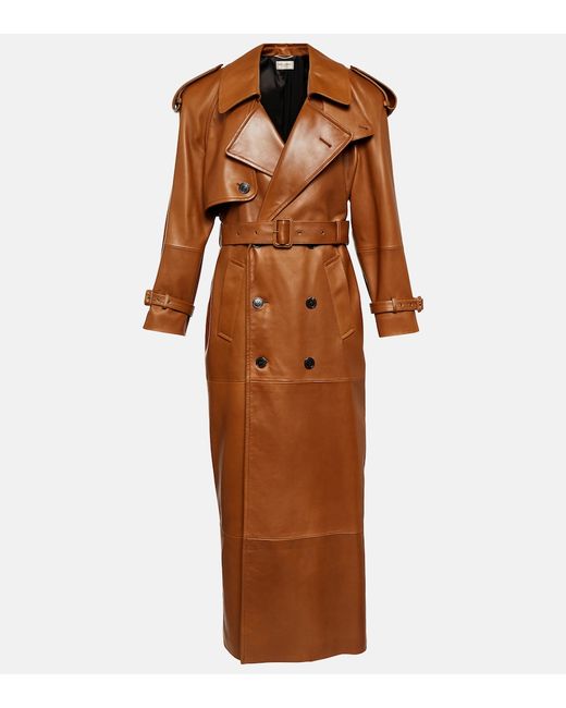 Saint Laurent Double-breasted leather trench coat