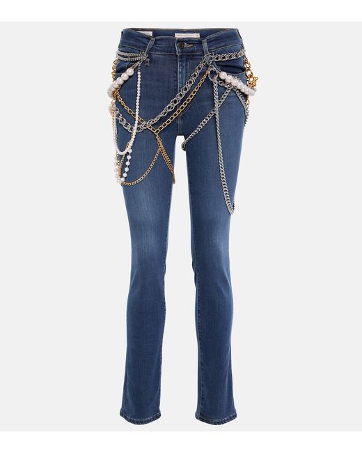 Junya Watanabe Chain-detail mid-rise straight jeans
