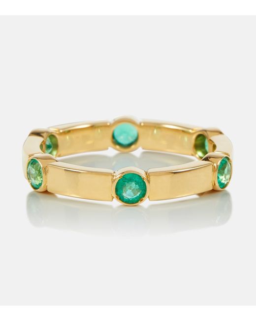 Ileana Makri Stepping Stone 18kt yellow ring with emeralds