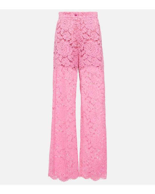 Dolce & Gabbana High-rise wide-leg lace pants