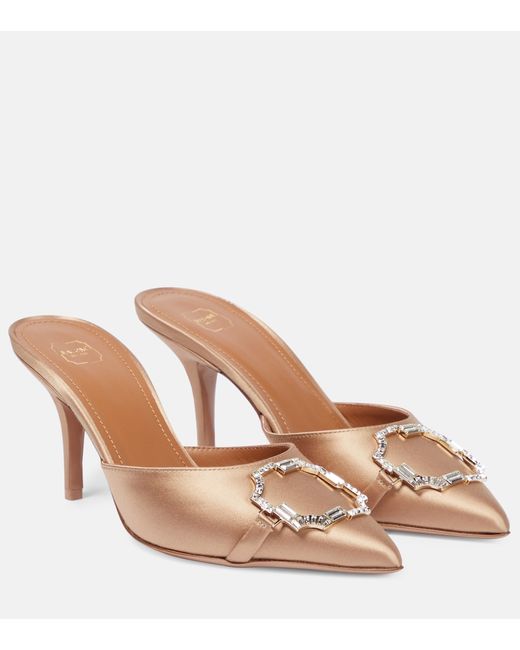 Malone Souliers Missy 85 embellished satin mules