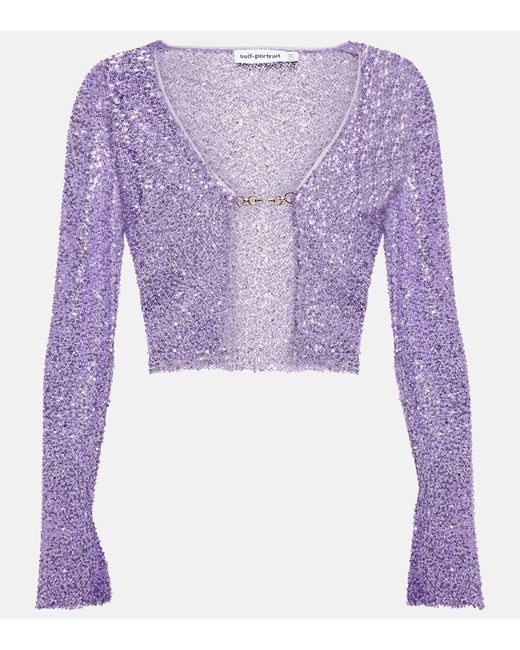 Self-Portrait Sequined cropped cardigan