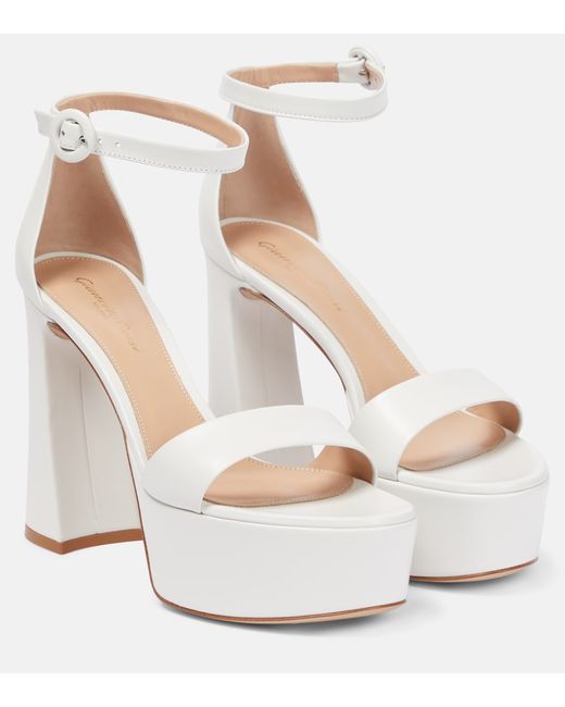 Gianvito Rossi Bridal Holly leather platforms sandals