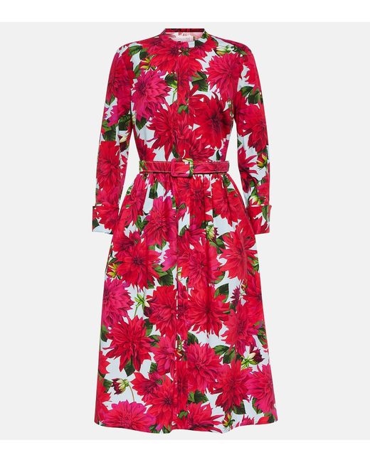 Oscar de la Renta Floral cotton-blend poplin midi dress
