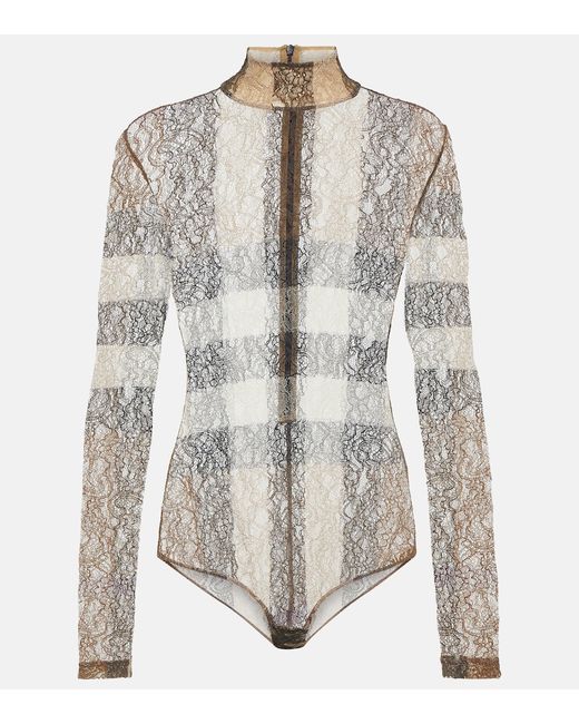 Burberry Checked lace bodysuit
