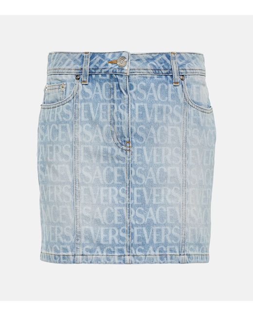 Versace Allover denim miniskirt