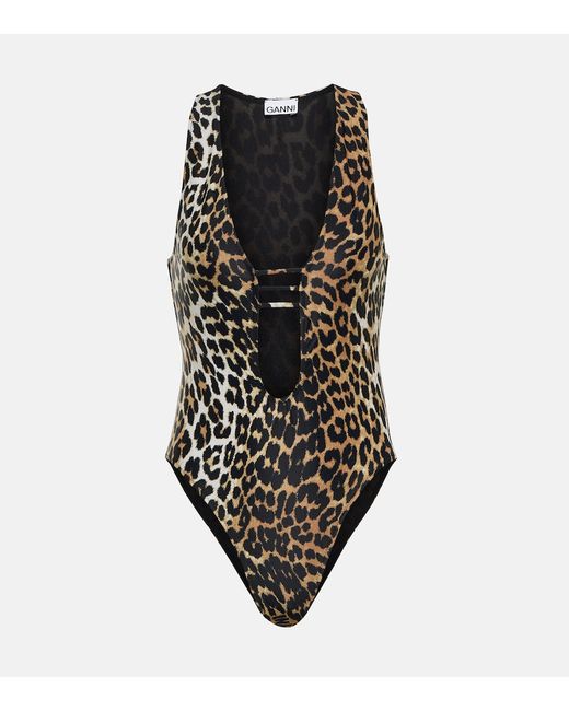 Ganni Leopard-print swimsuit