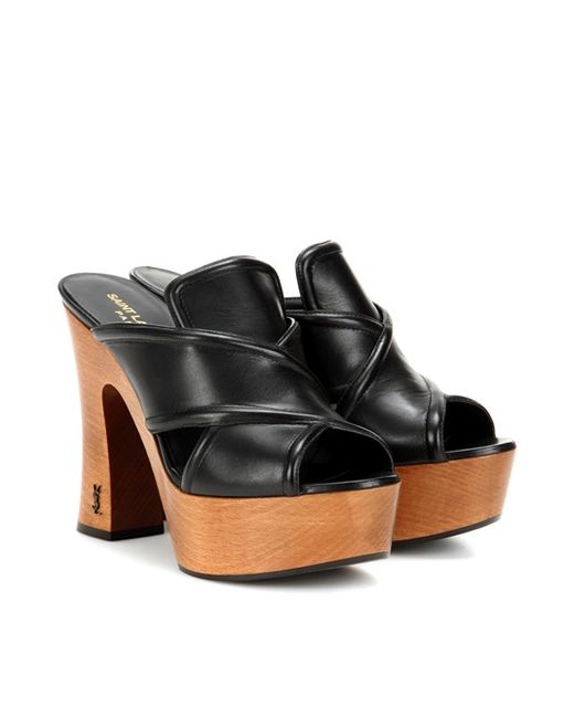 Saint Laurent Clog 80 Leather Platform Sandals