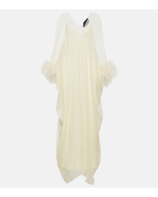 Taller Marmo Feather-trimmed silk gown