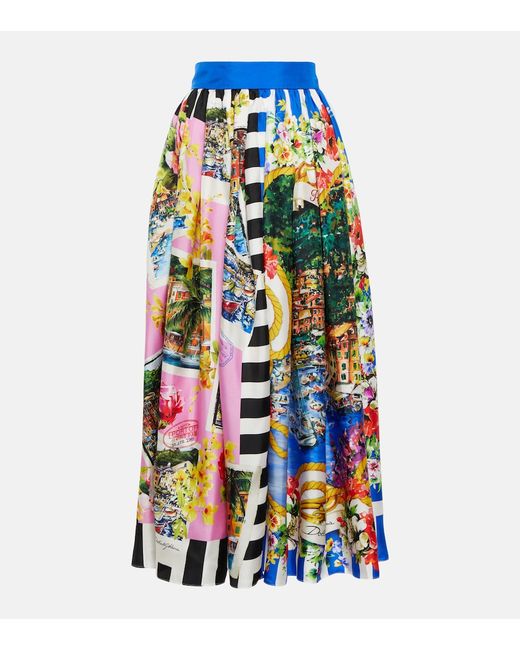 Dolce & Gabbana Portofino printed silk midi skirt