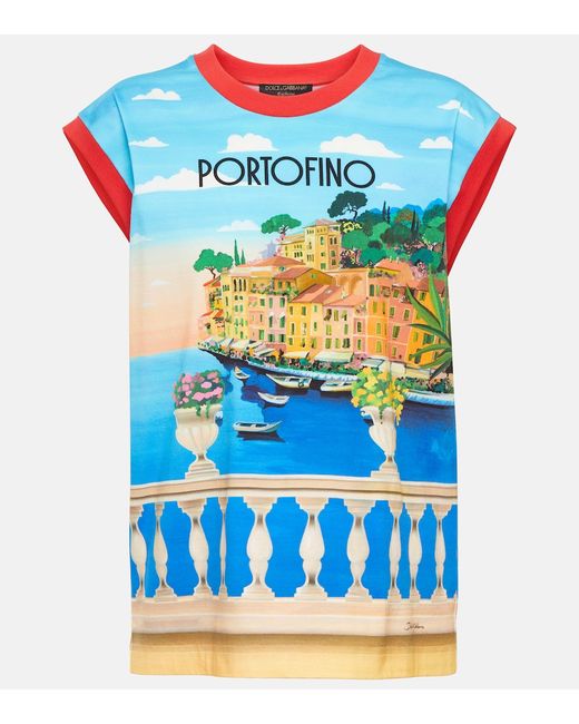 Dolce & Gabbana Portofino printed cotton jersey T-shirt