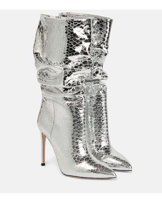 Paris Texas Slouchy python-effect leather boots