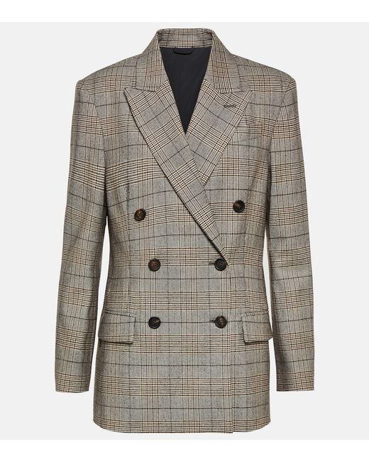Brunello Cucinelli Checked wool-blend blazer
