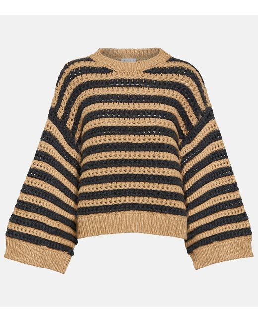 Brunello Cucinelli Striped wool cashmere and silk sweater