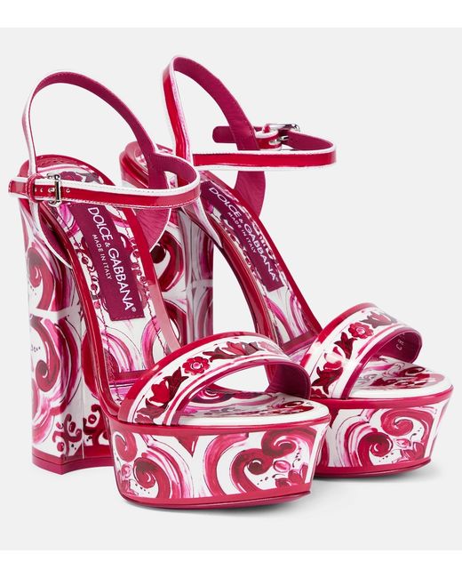 Dolce & Gabbana Printed leather platform sandals