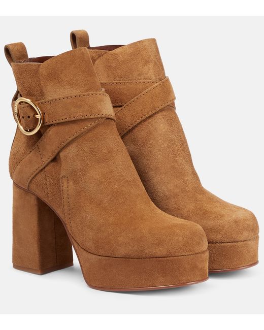 See by Chloé Lyna suede platform ankle boots