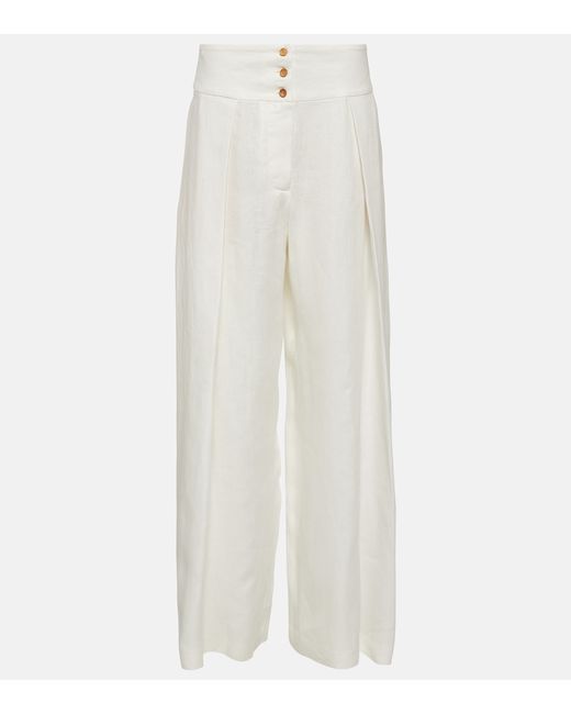 Loro Piana High-waisted wide-leg linen pants