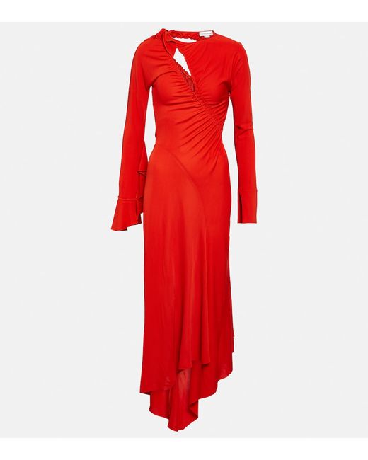 Victoria Beckham Asymmetric cutout jersey midi dress