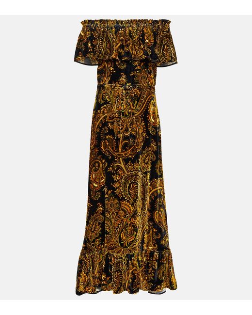 Etro Paisley velvet maxi dress