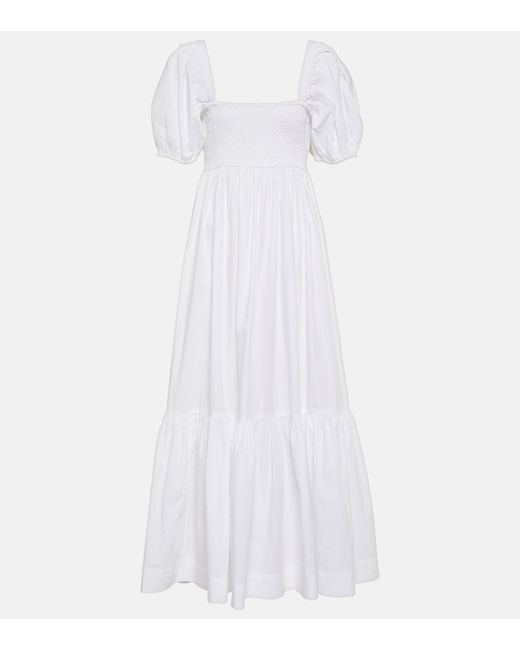 Ganni Smocked cotton poplin maxi dress