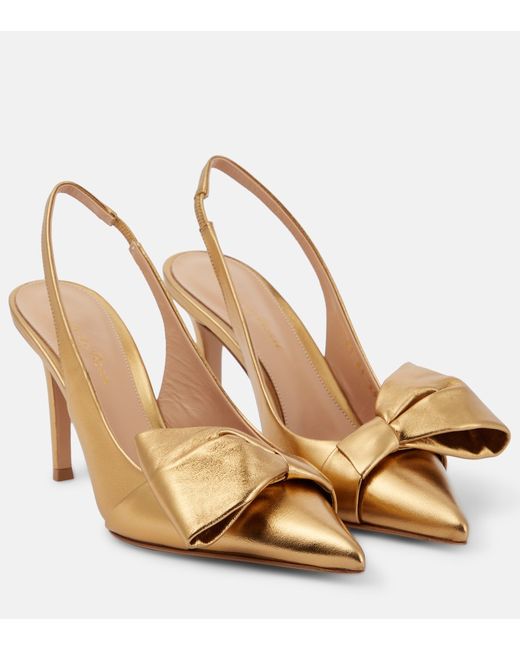 Gianvito Rossi Bow-embellished leather slingback pumps