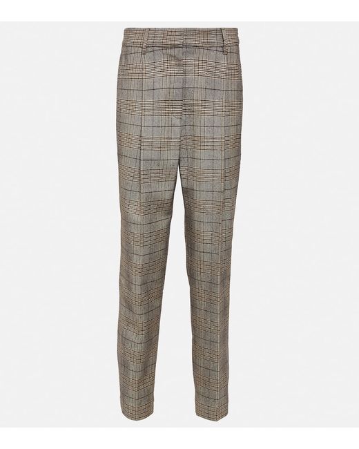 Brunello Cucinelli Checked wool and cotton-blend pants