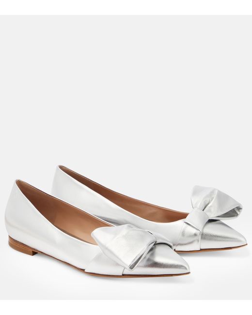Gianvito Rossi Bow-embellished leather ballet flats