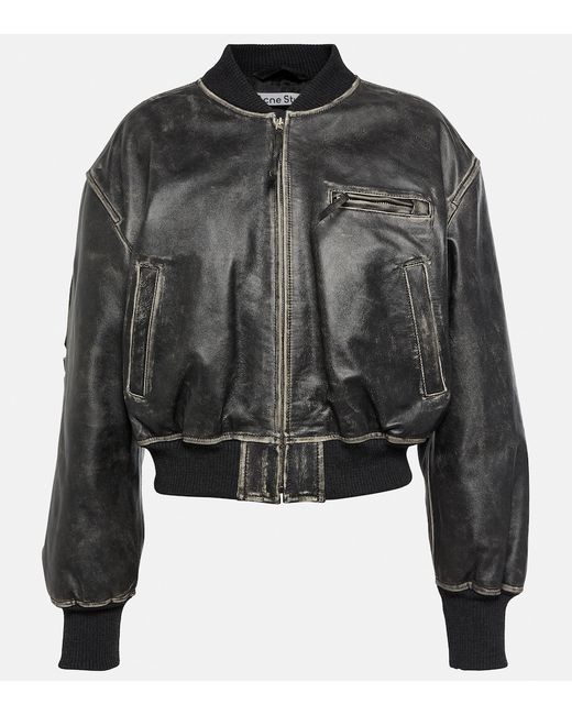 Acne Studios Cropped leather bomber jacket