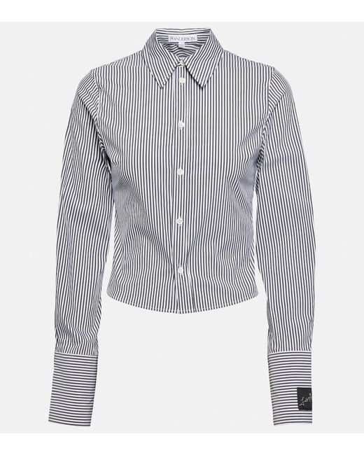 J.W.Anderson Striped cotton-blend cropped shirt