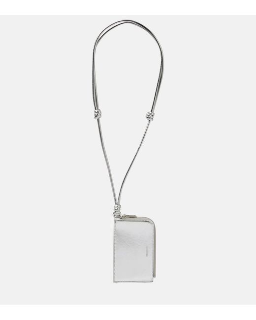 Jil Sander Envelope leather card holder with strap