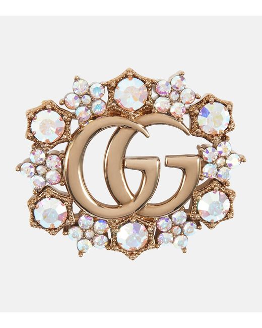 Gucci GG crystal-embellished brooch