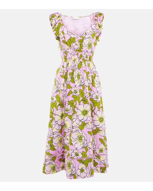 Tory Burch Floral cotton poplin midi dress