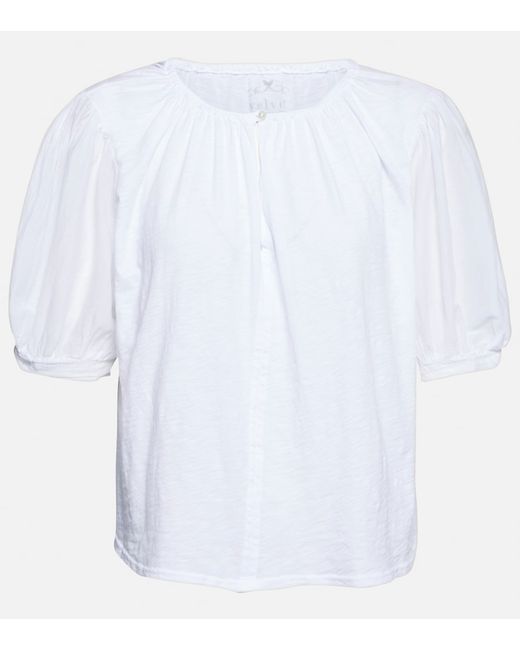 Velvet Mallory puff-sleeve cotton top