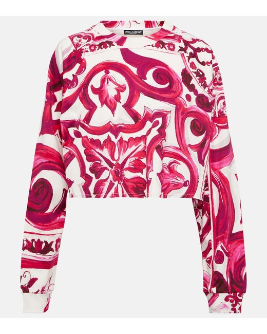 Dolce & Gabbana Majolica cropped cotton jersey sweatshirt