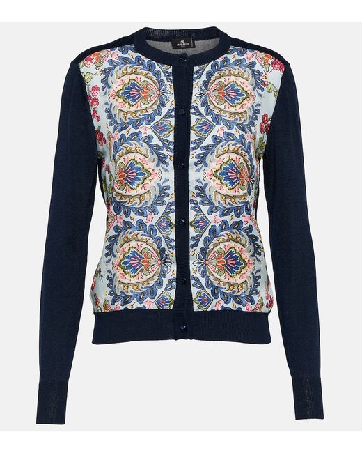 Etro Printed silk and cotton-blend cardigan