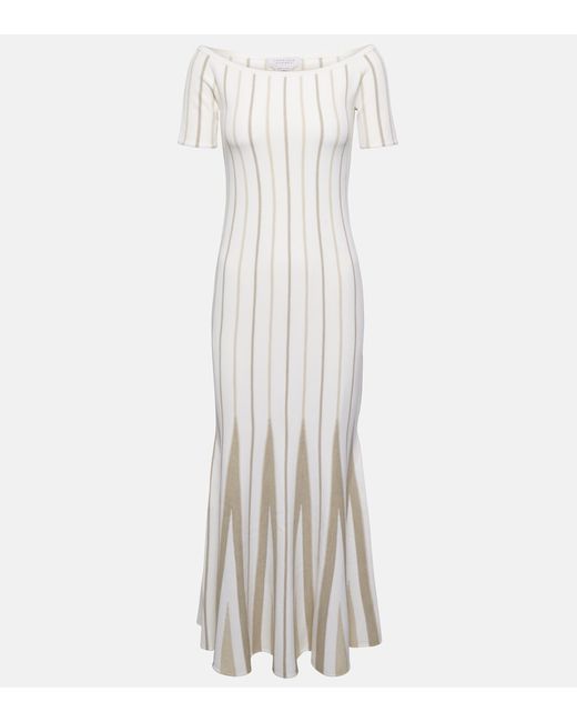 Gabriela Hearst Striped off-shoulder virgin wool maxi dress