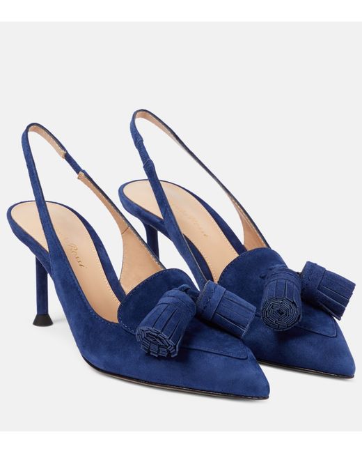 Gianvito Rossi Embellished suede slingback pumps