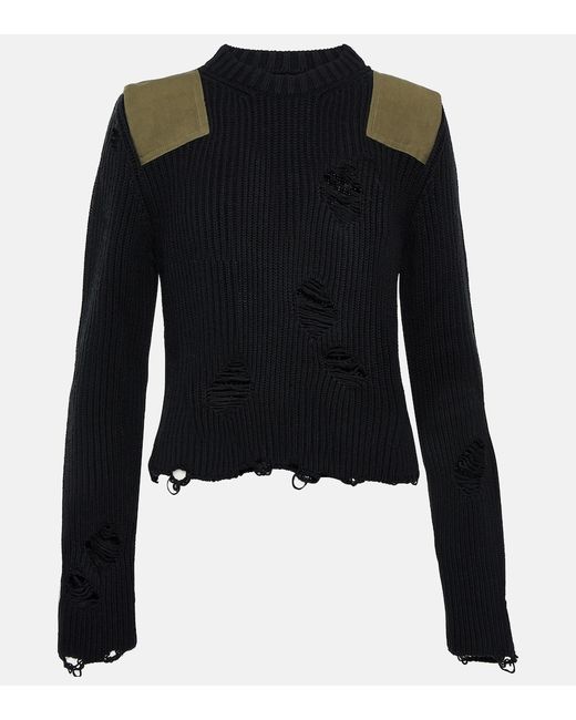 Mm6 Maison Margiela Distressed cotton and wool sweater