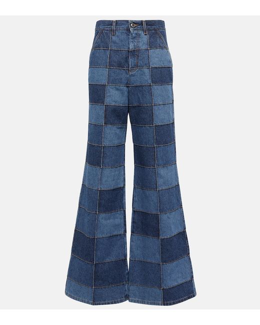 Chloé Patchwork high-rise flared jeans