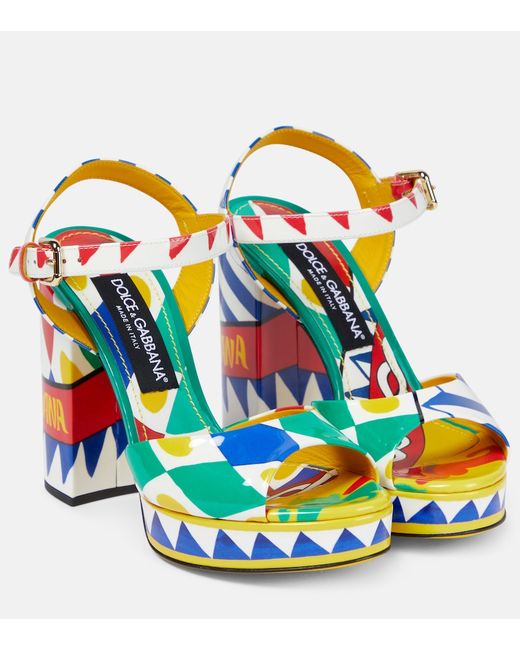 Dolce & Gabbana Printed patent leather sandals