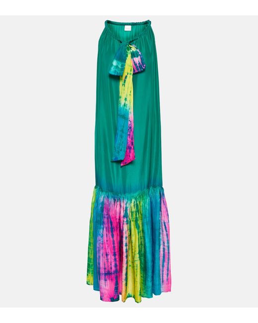 Anna Kosturova Tie-dye printed silk maxi dress