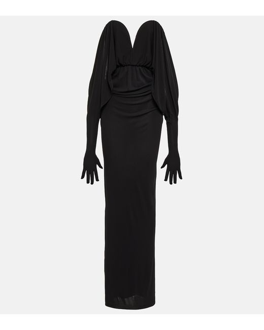 Saint Laurent Draped gloved gown