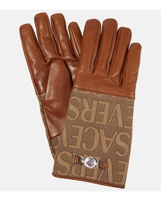 Versace Allover leather gloves