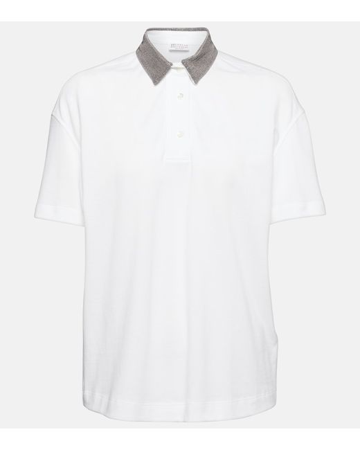 Brunello Cucinelli Embellished cotton polo shirt