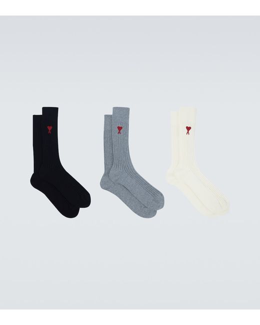 AMI Alexandre Mattiussi Set of 3 cotton-blend socks