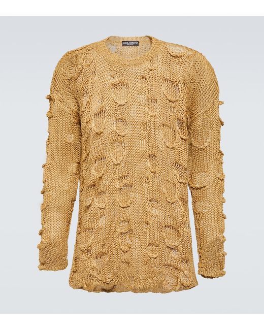 Dolce & Gabbana Distressed semi-sheer linen sweater