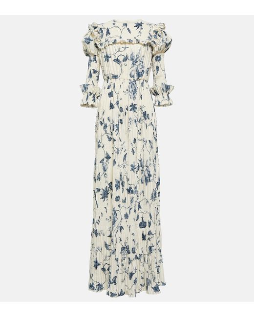 Erdem Floral pleated satin gown