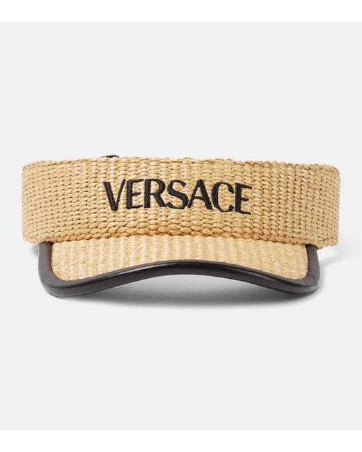 Versace Logo leather-trimmed visor