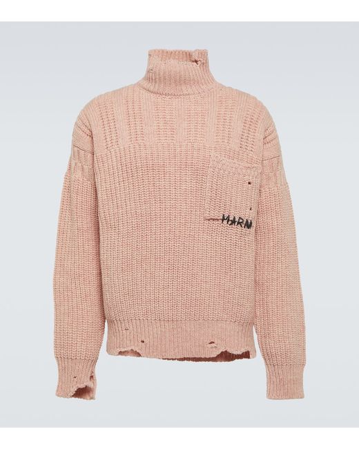 Marni Distressed virgin wool turtleneck sweater